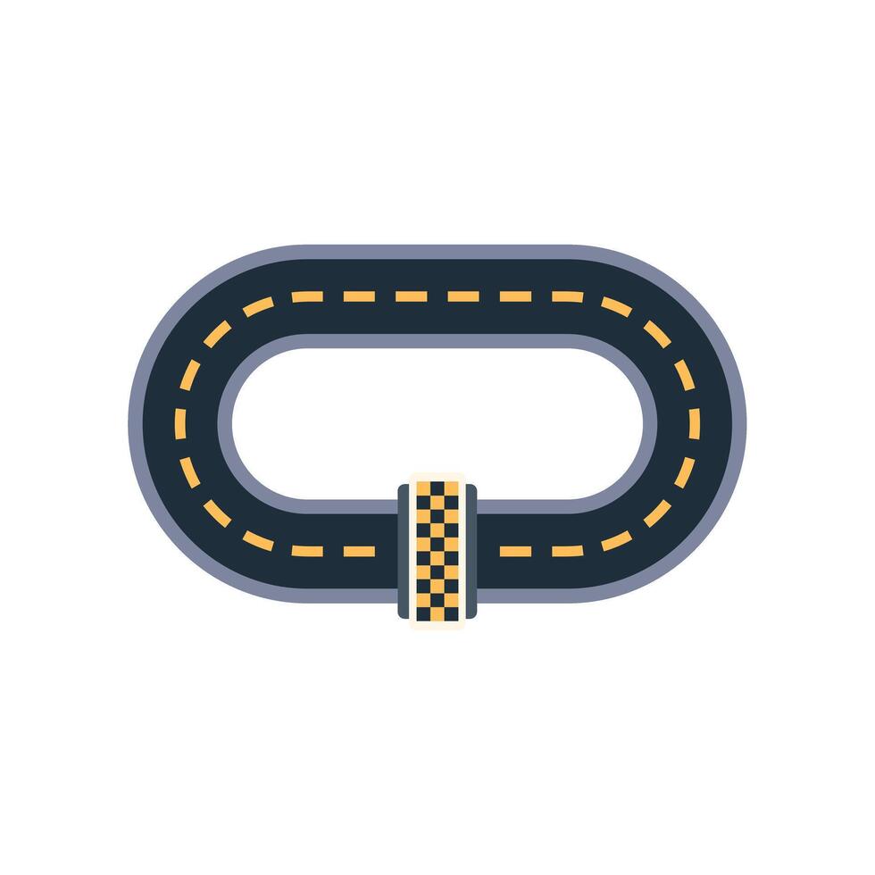 Racing track road with checkered flag marking start finish line vector