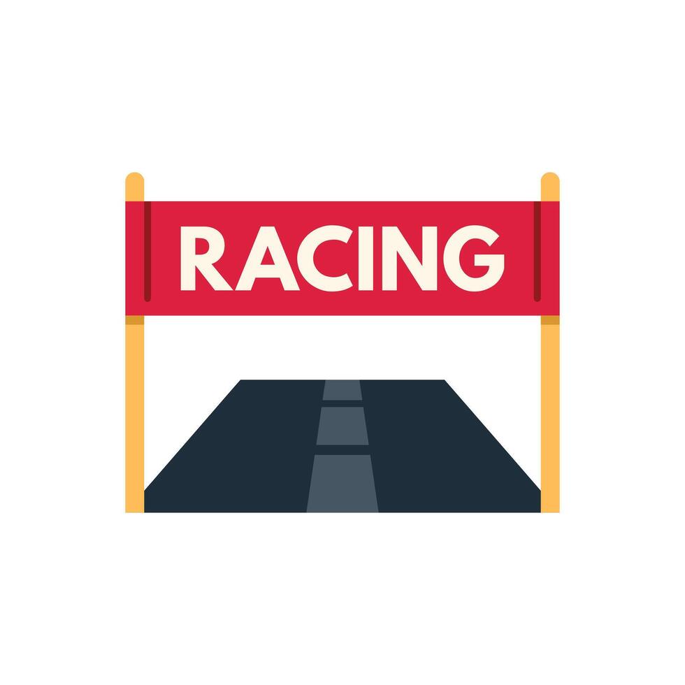 Finish line with red racing banner over asphalt road vector
