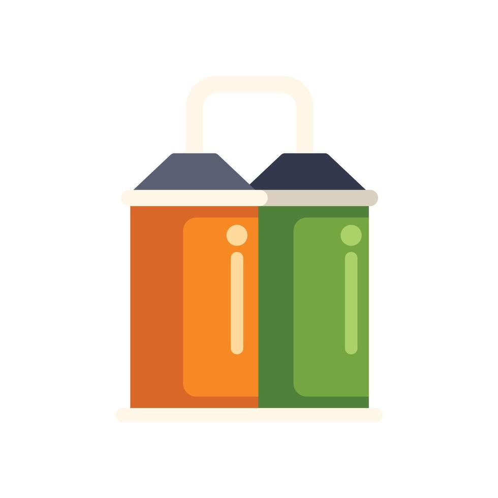 Orange and green recycling bins standing next to each other promoting recycling vector