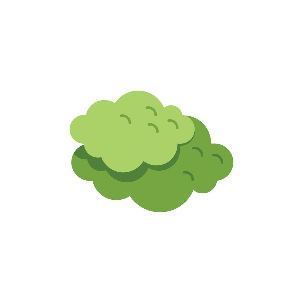Green cartoon bush growing in rounded shape vector