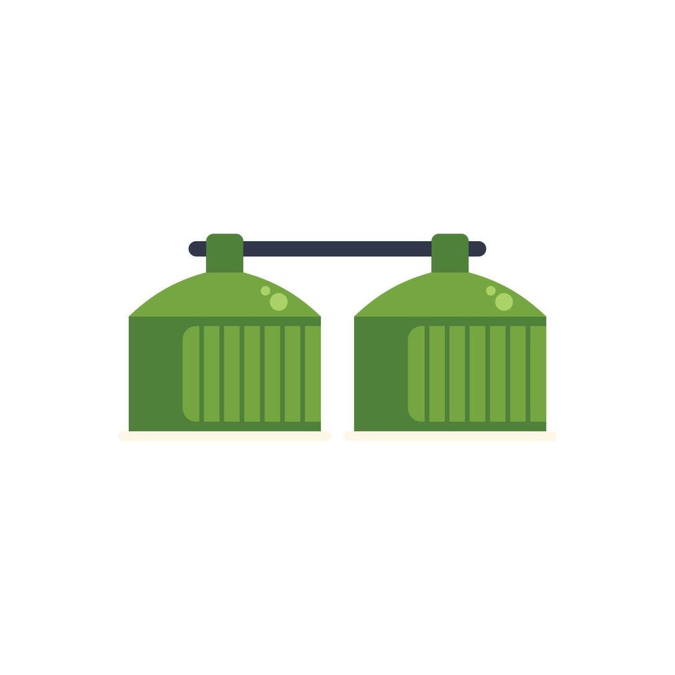 Green biogas plant processing organic waste for renewable energy production vector