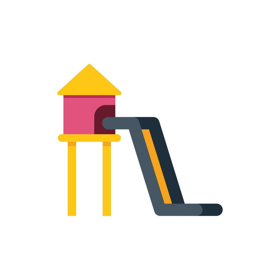 Playground slide connecting small house tower with ground vector