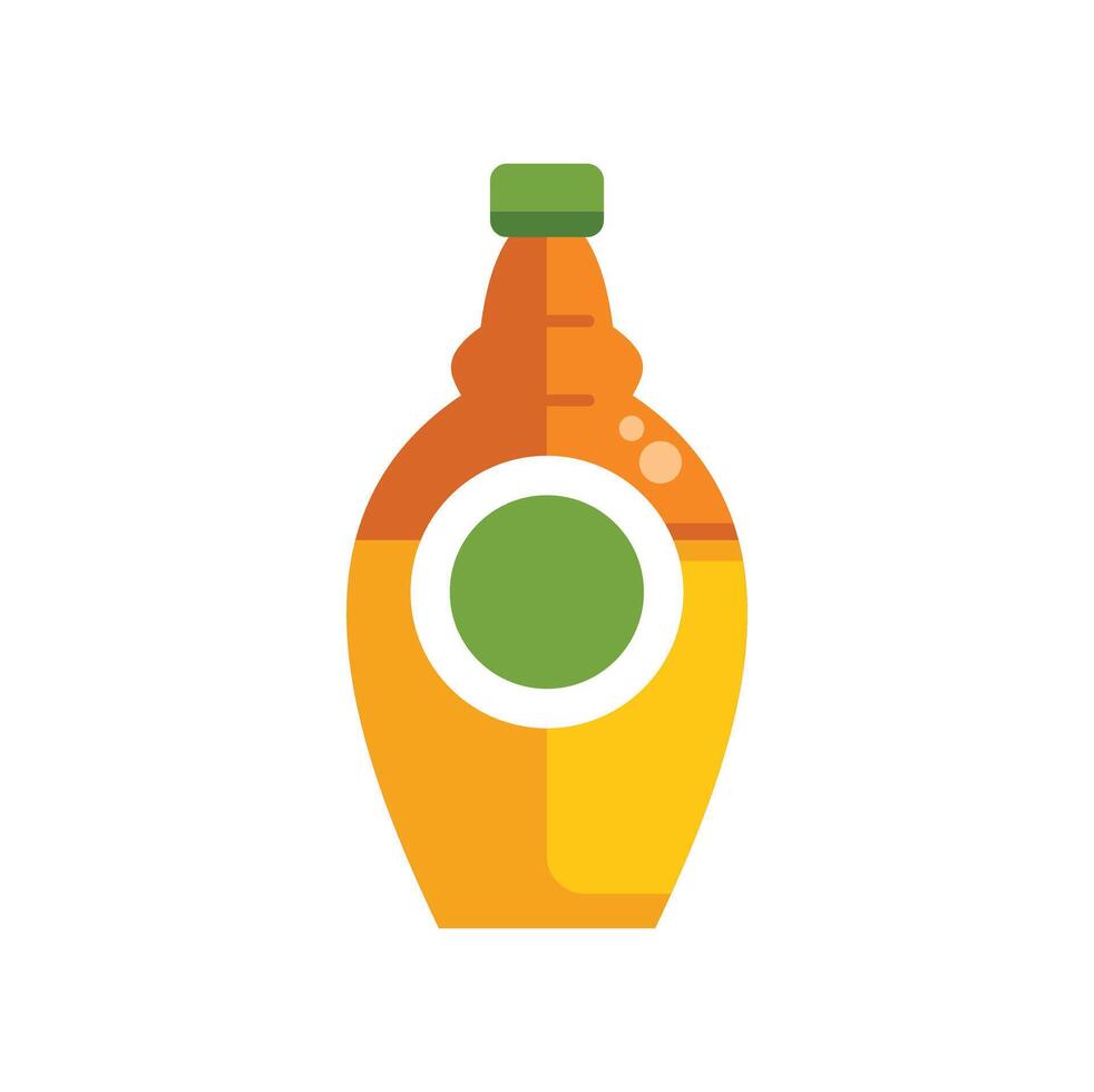 Orange bottle containing liquid with green label and green cap vector