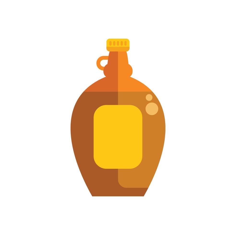 Glass bottle full of maple syrup with blank label for branding vector