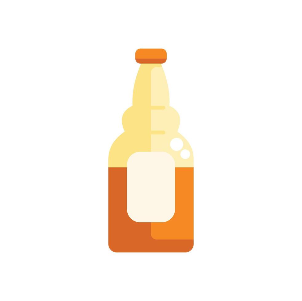 Glass beer bottle containing refreshing cold beverage with blank label vector