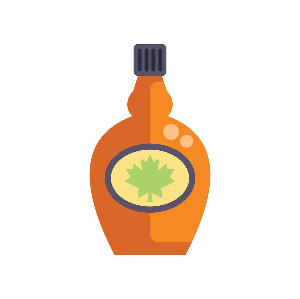 Bottle of maple syrup with a maple leaf label displayed vector