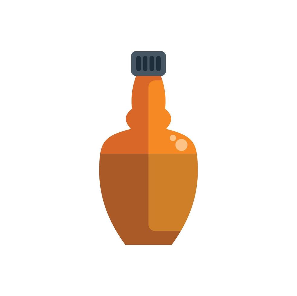 Glass bottle containing alcohol with screw cap on white background vector