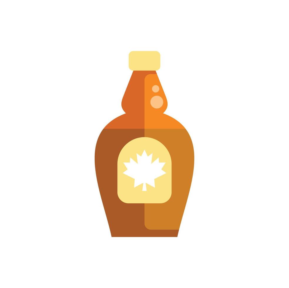 Glass bottle containing delicious canadian maple syrup with maple leaf symbol on label vector