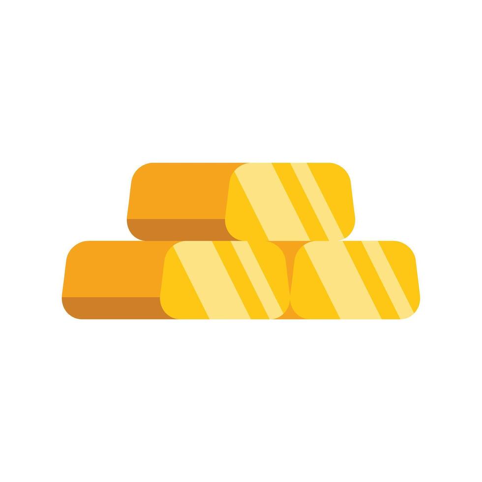Three shiny gold bars stacked together forming a small pile vector
