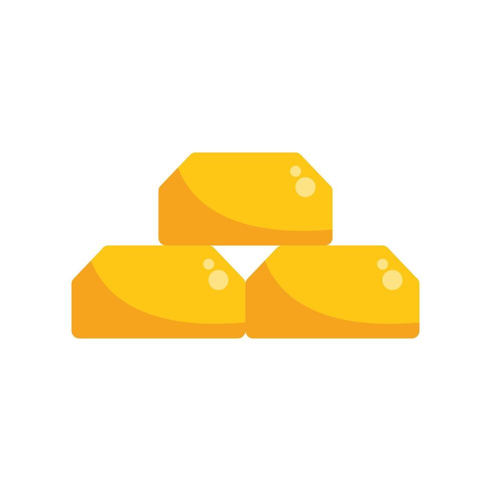 Three gold bars stacked on a white background vector