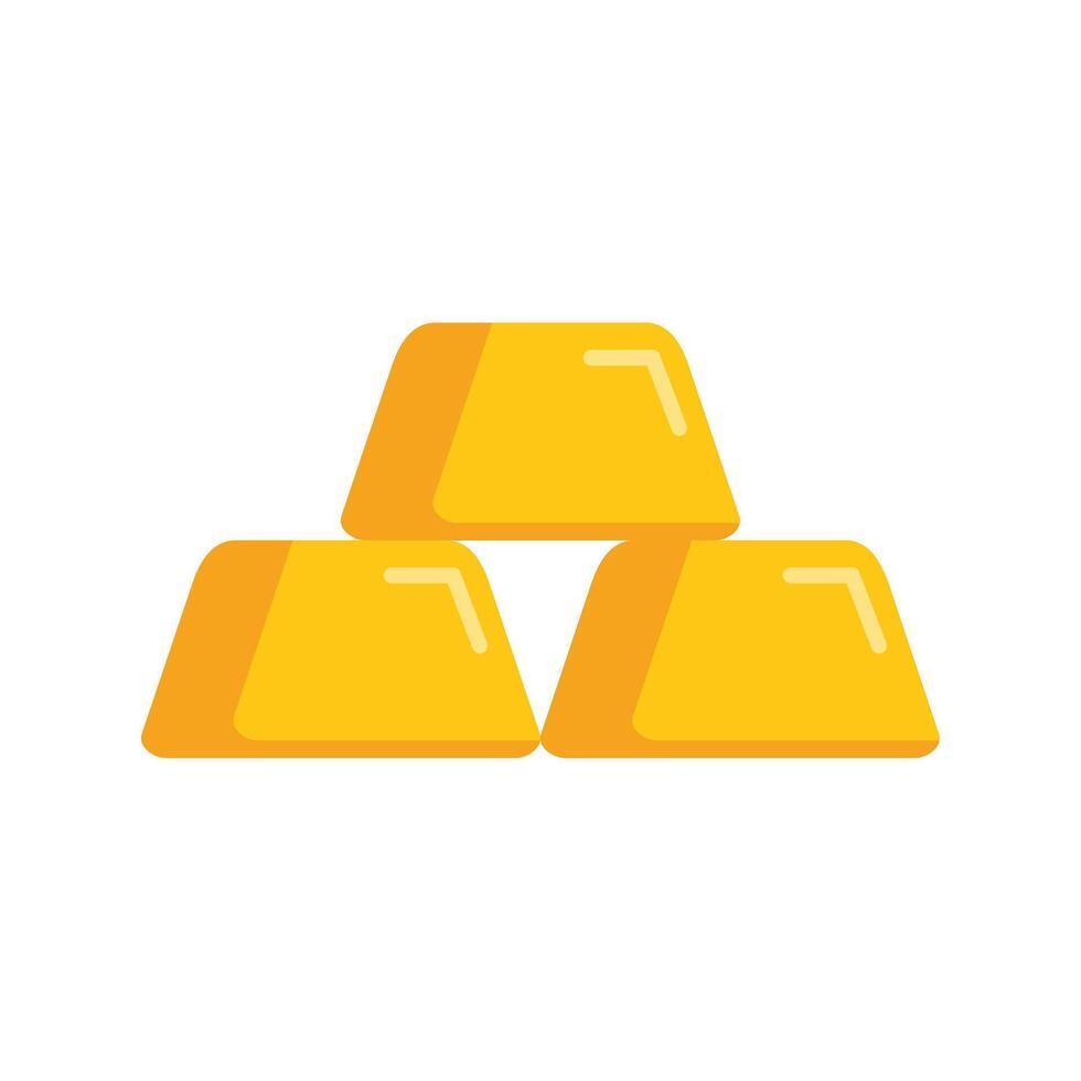 Three gold bars stacked on white background vector