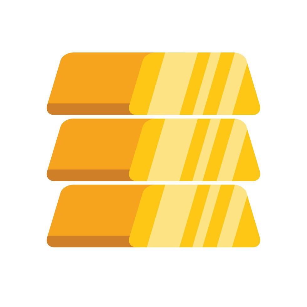 Three gold bars stacked on top of each other vector