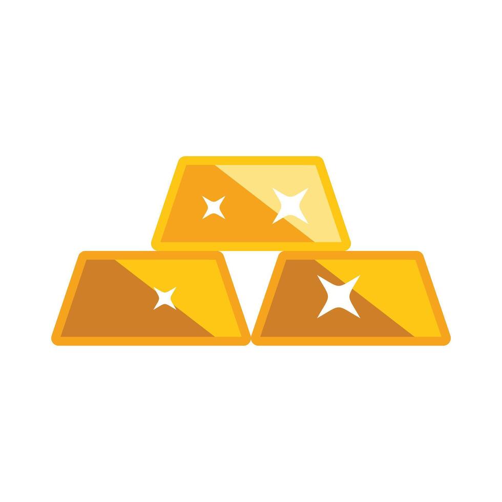 Stack of three gold bars sparkling on white background vector