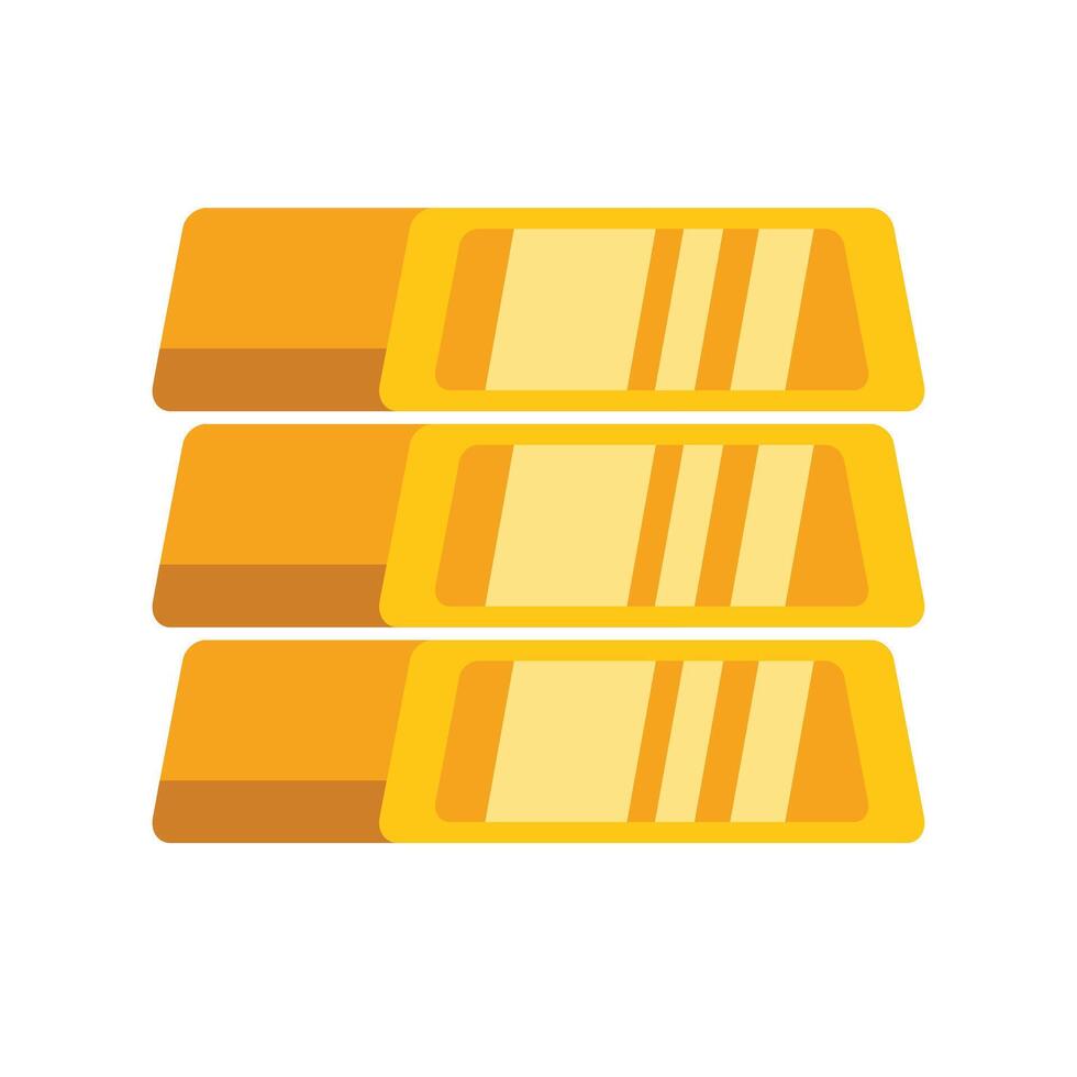 Stack of three gold bars gleaming in the light vector
