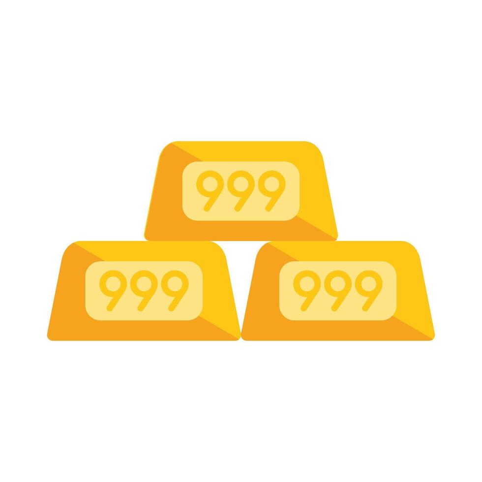 Three gold bars showing high purity investment grade 999 number vector