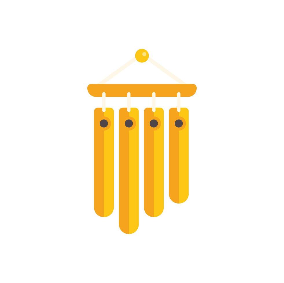 Yellow wind chime hanging and making soothing sounds vector