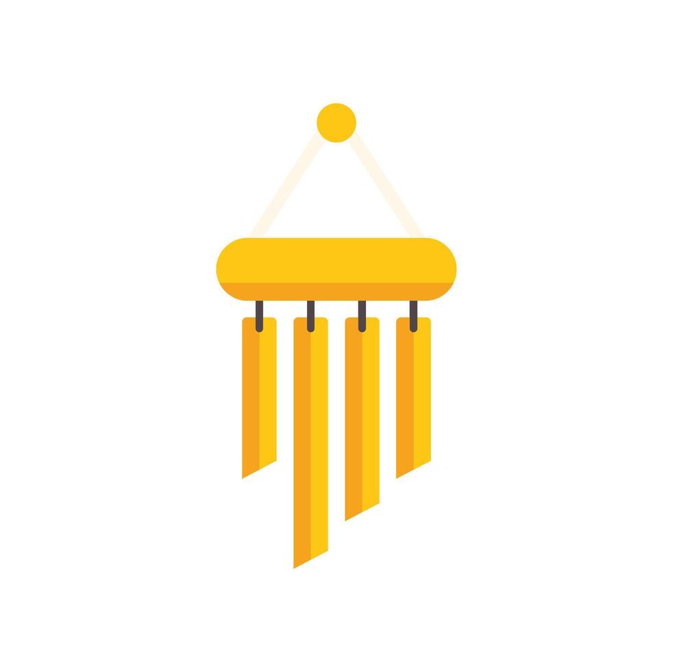 Yellow wind chime hanging and making calming sounds vector