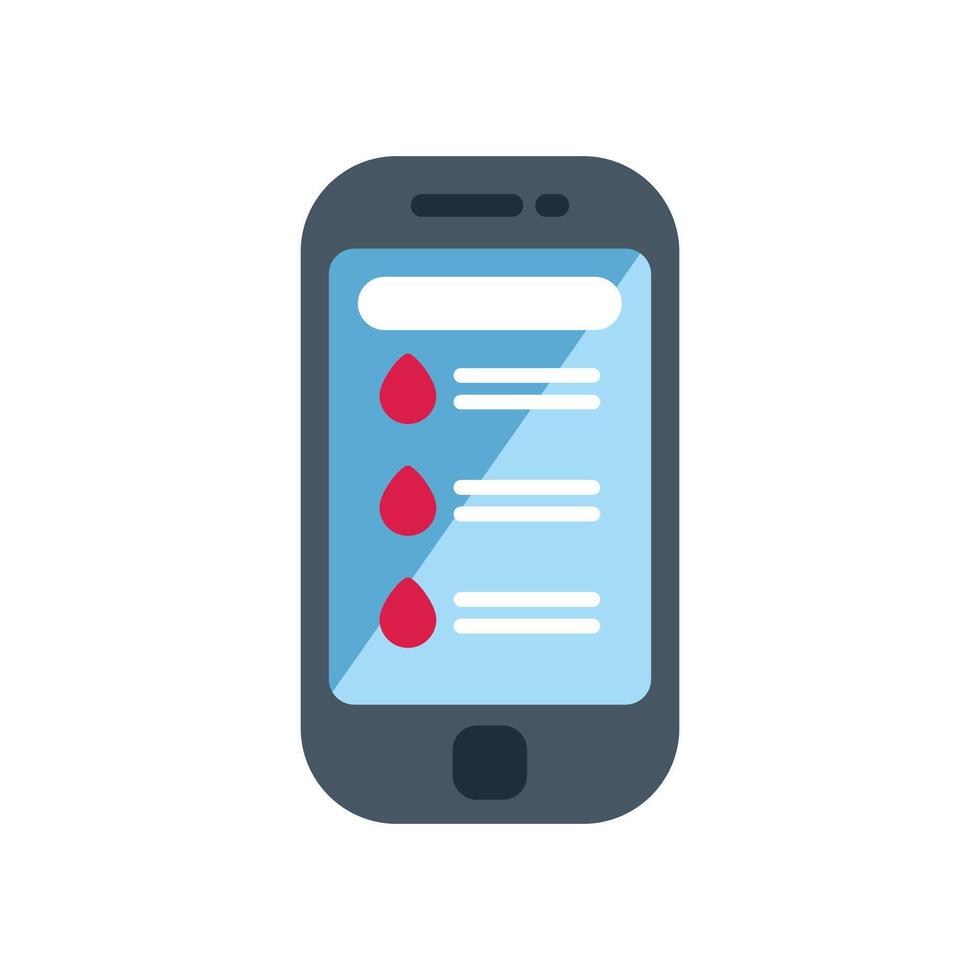 Smartphone showing blood donation application interface vector