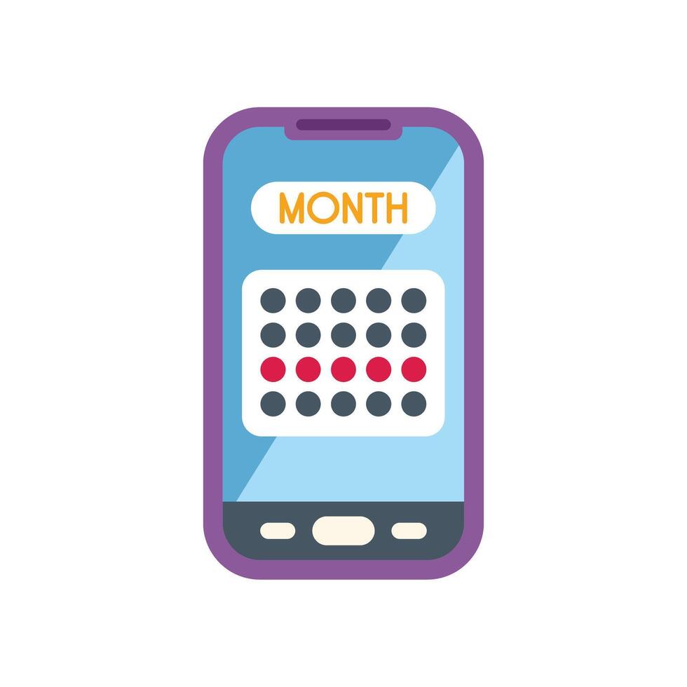 Smartphone showing month calendar application for time management vector