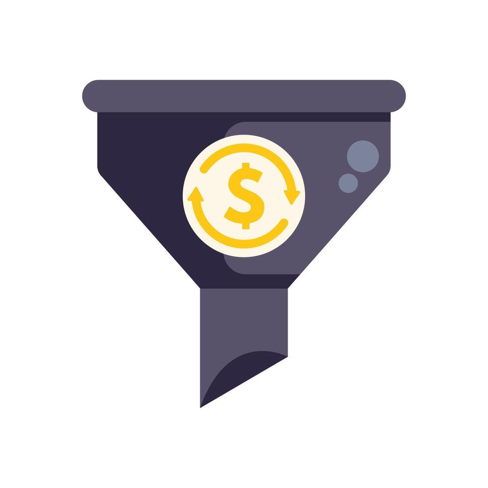 Sales funnel showing money conversion rate increasing vector