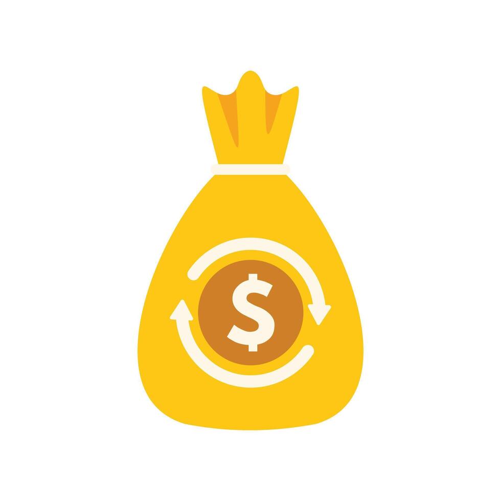 Money bag with rotating arrows around dollar sign icon representing cashflow vector