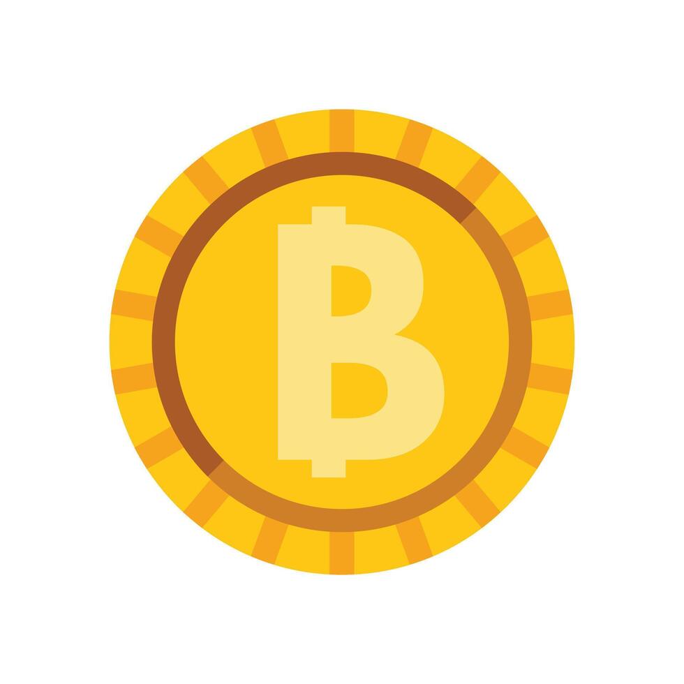 Round golden bitcoin crypto currency coin showing the letter b vector