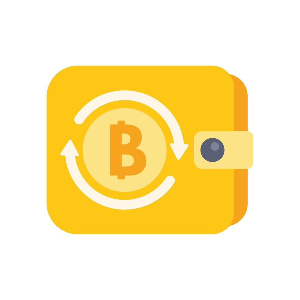 Bitcoin cryptocurrency rotating around digital wallet icon vector