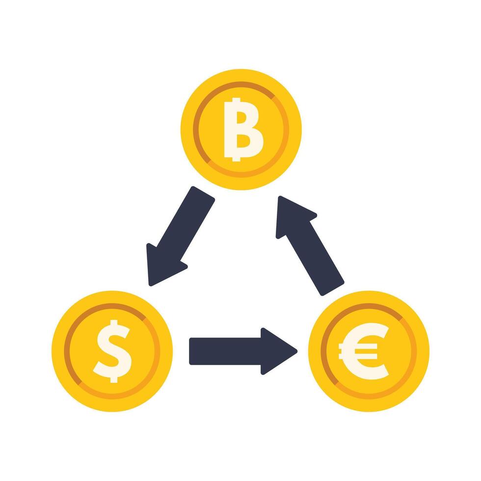 Bitcoin exchange showing conversion with dollar and euro currencies vector