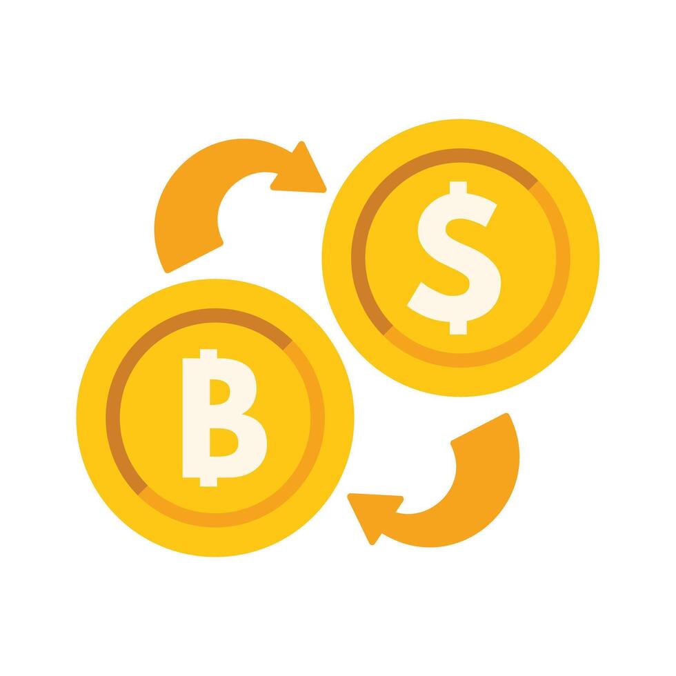 Bitcoin exchanging with us dollar with arrows around vector