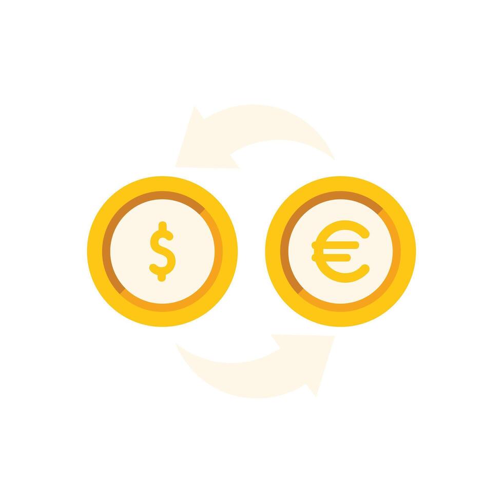 Currency exchange with dollar and euro coins exchanging vector