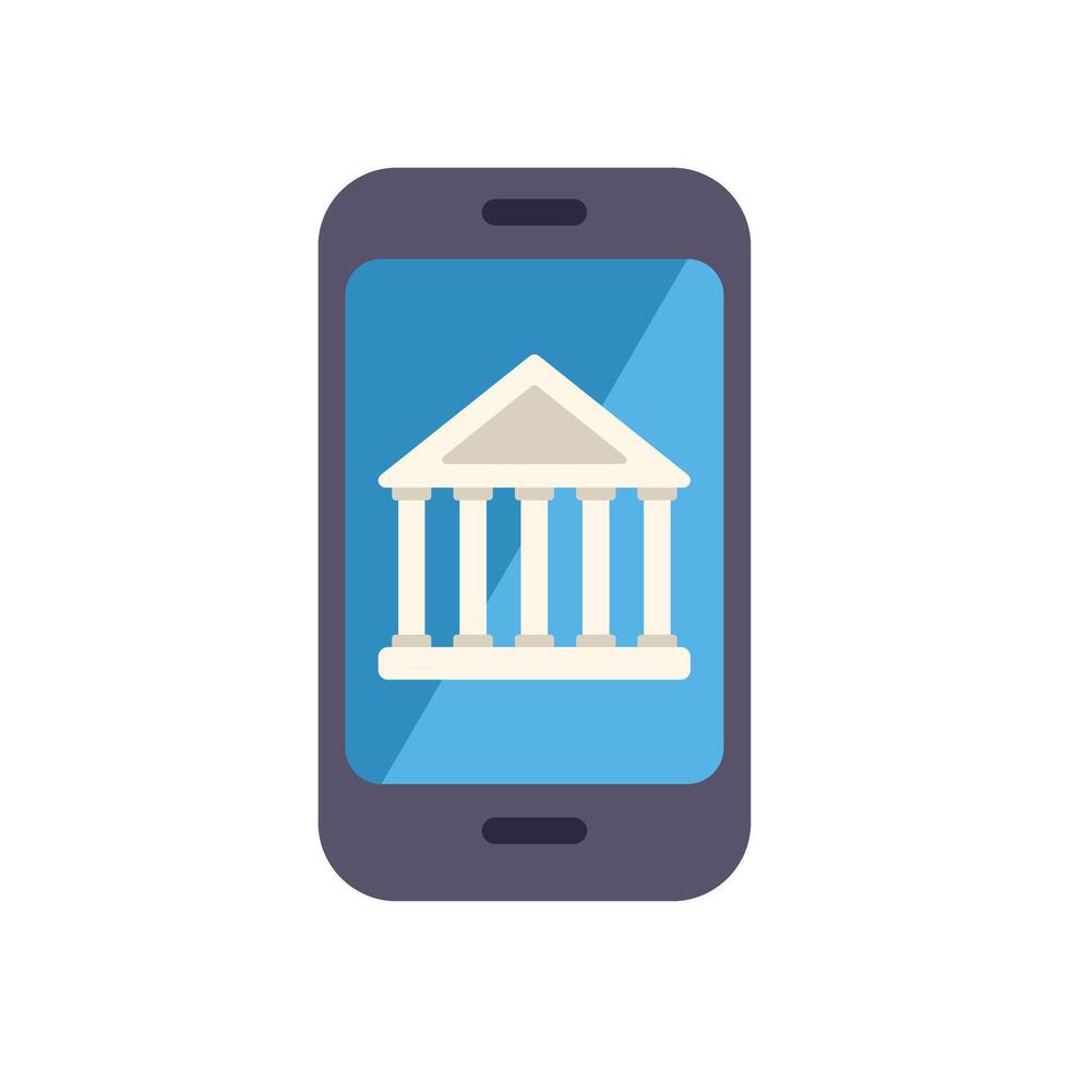 Mobile banking app showing bank on smartphone screen vector