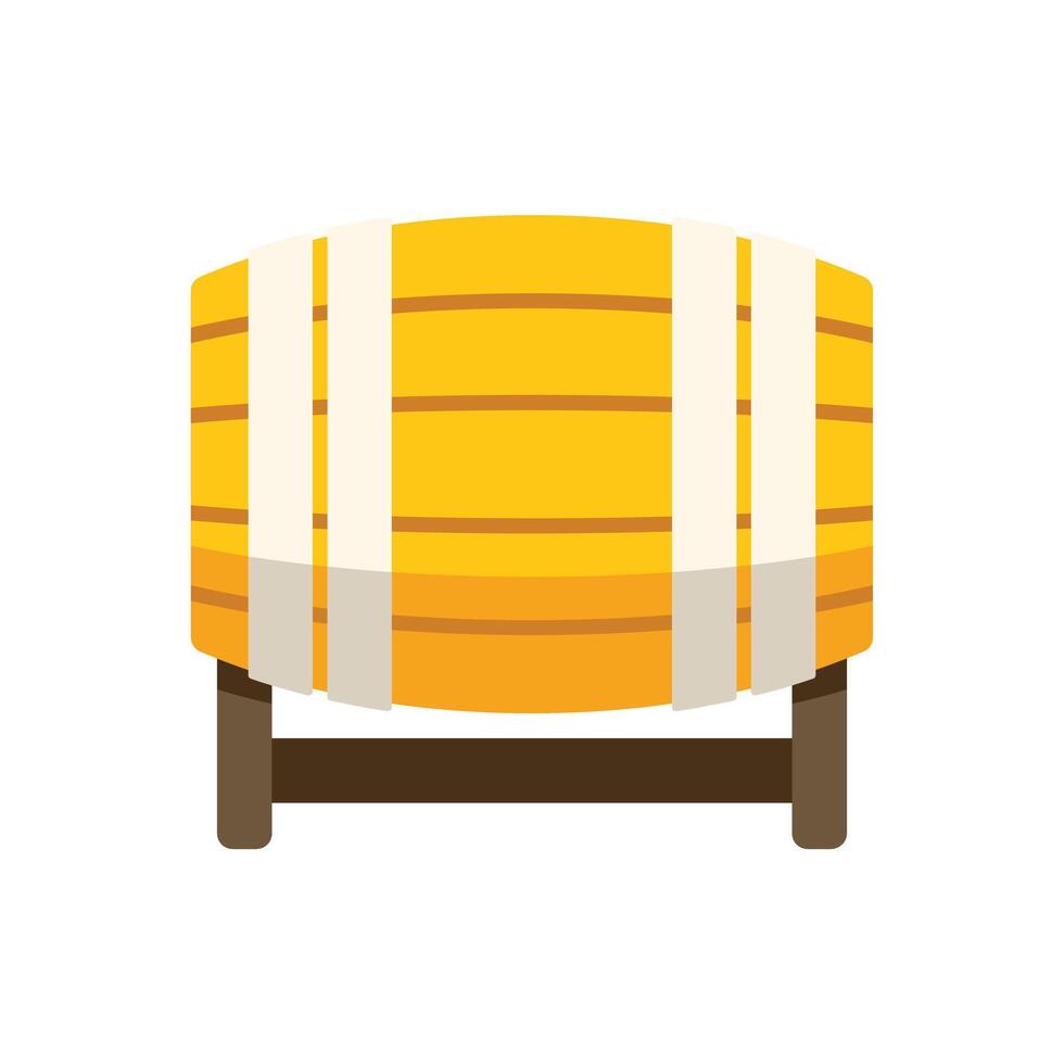 Wooden barrel standing on support structure for beer or wine aging vector