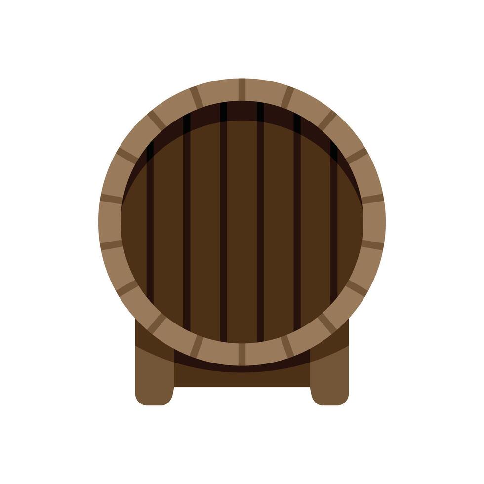 Wooden barrel front view standing storing wine or beer vector