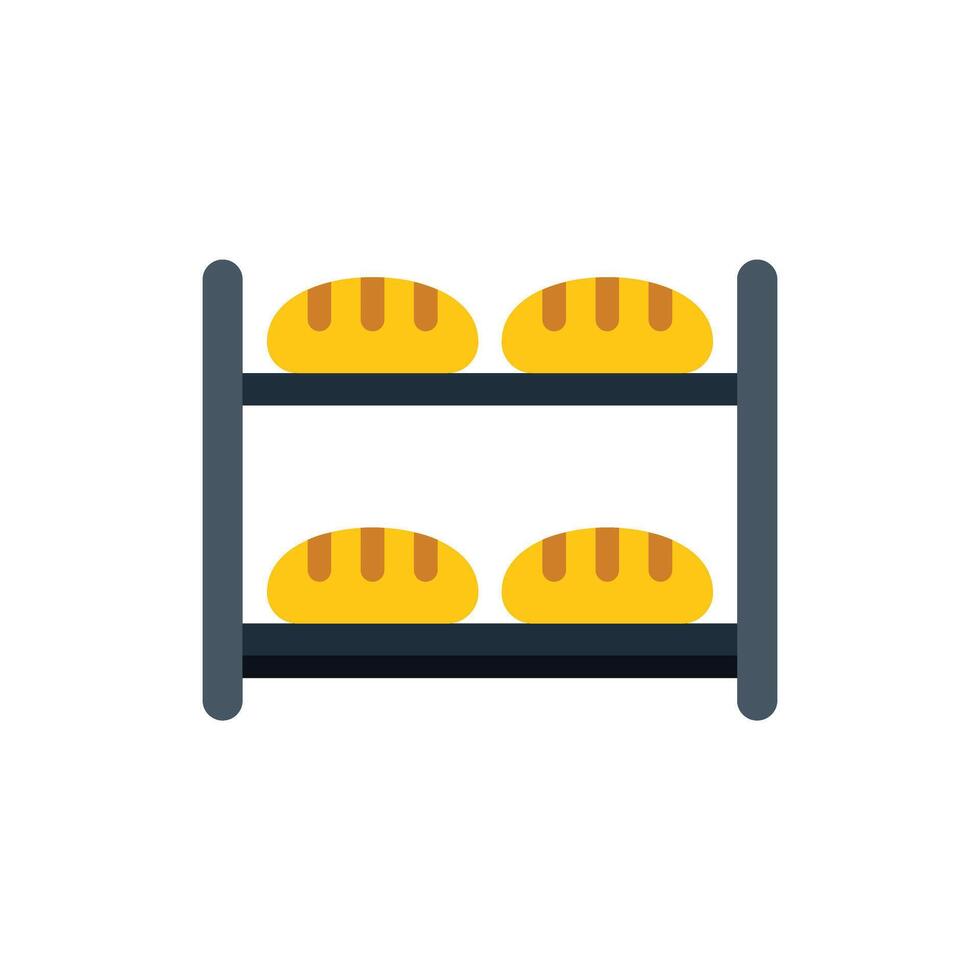 Bakery bread storage rack displaying freshly baked loaves vector