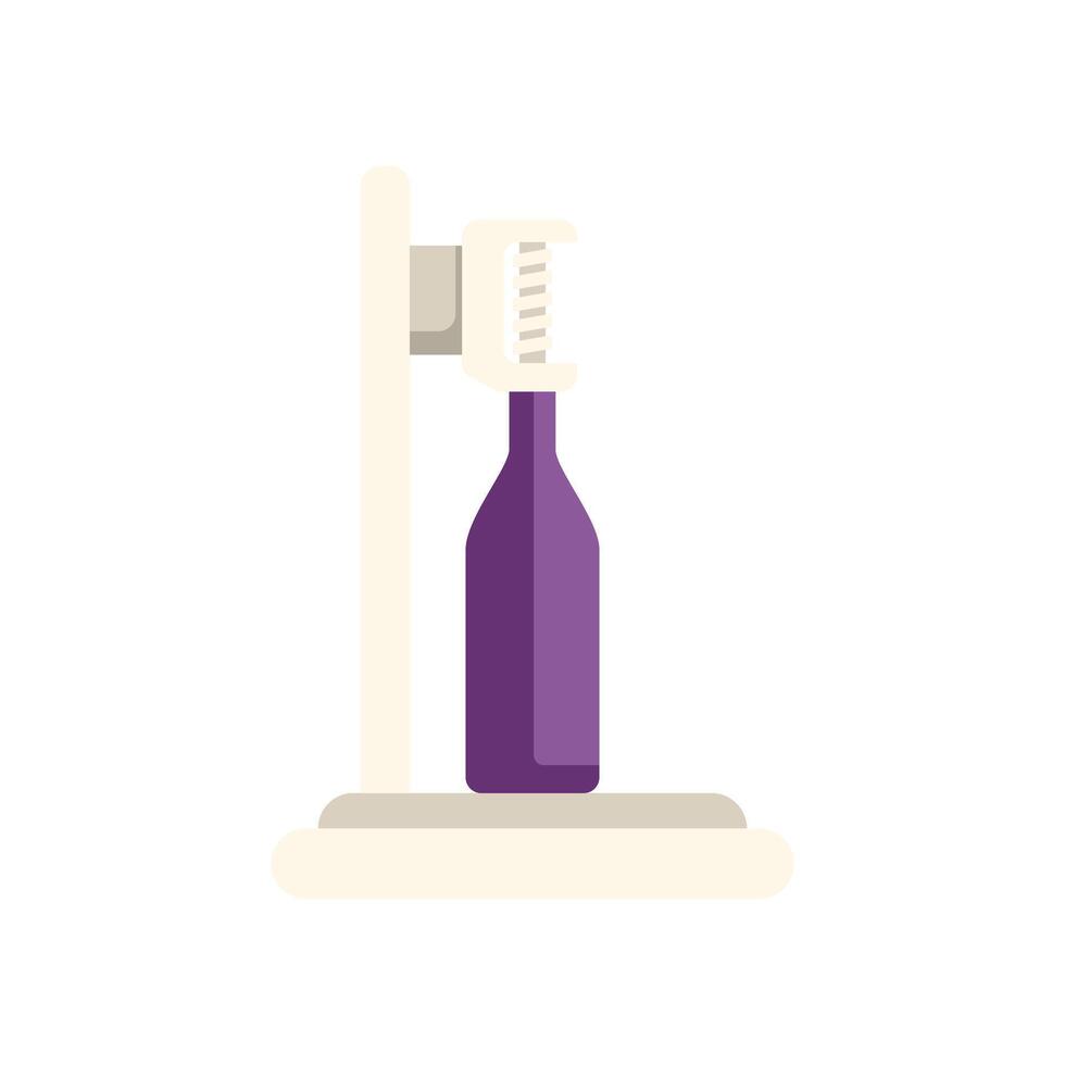 Wine bottle being uncorked with metal corkscrew on white background vector