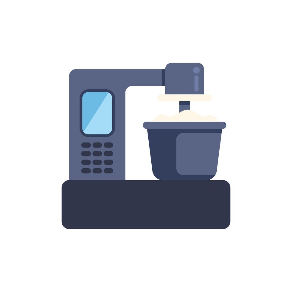 Modern food processor kneading dough in the bowl vector