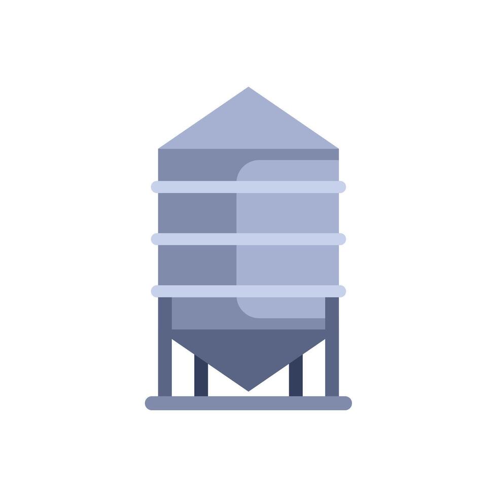 Large metal silo for agricultural product storage standing on support legs vector