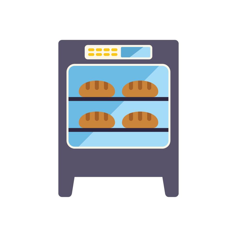 Professional oven baking bread in bakery or pastry shop vector