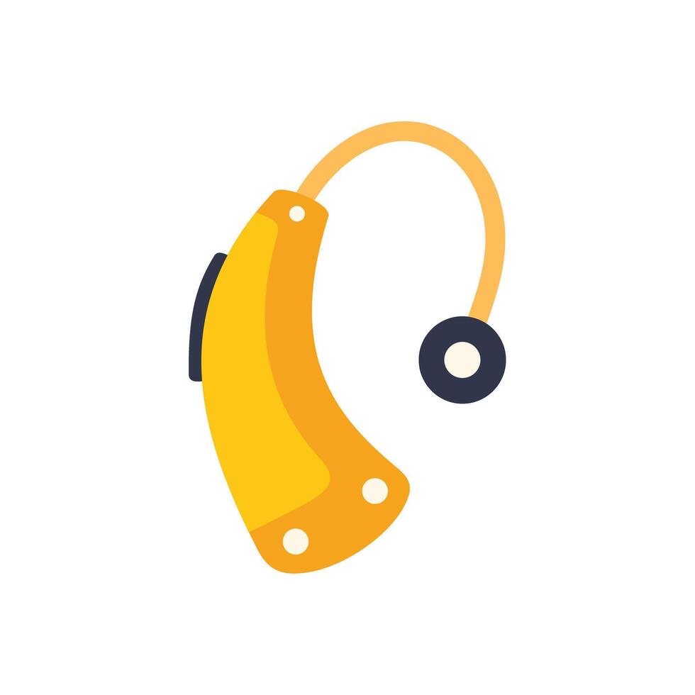 Modern hearing aid device amplifying sound for hearing loss vector