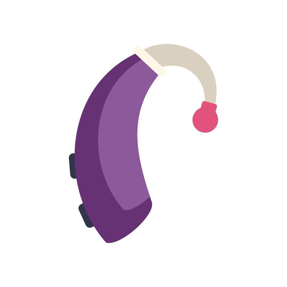 Modern behind the ear hearing aid improving hearing loss vector