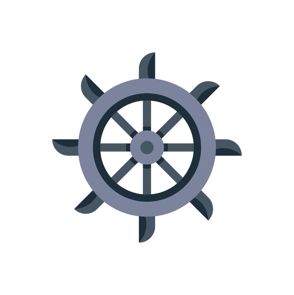 Ship steering wheel controlling navigation direction vector