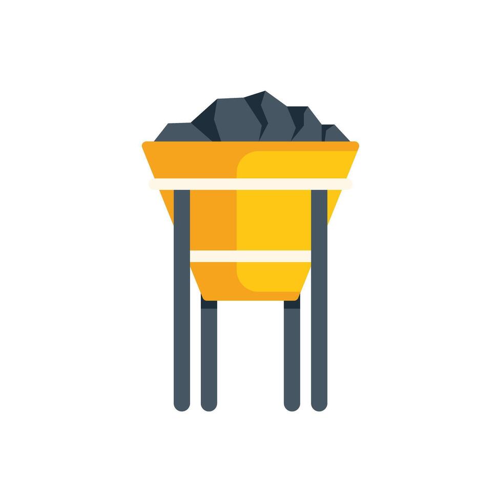 Mining cart full of coal for extracting fossil fuel resources vector