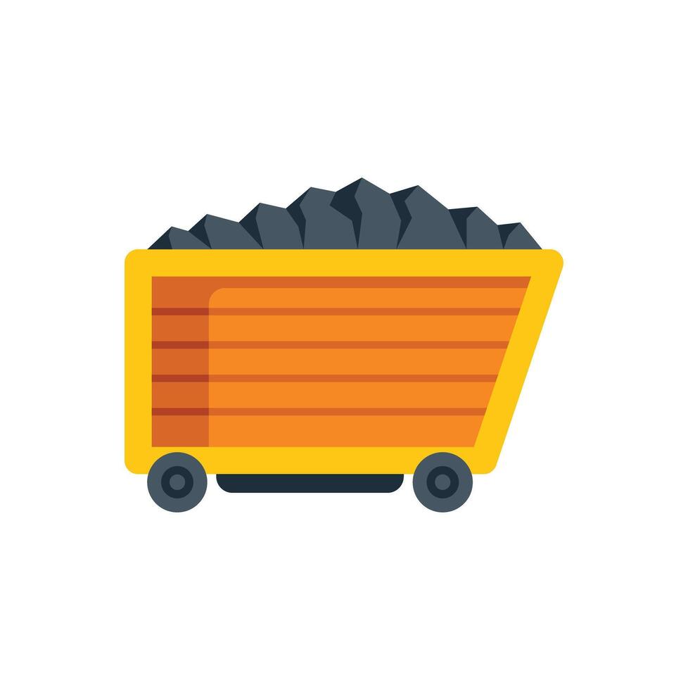 Mining cart carrying coal from mine vector