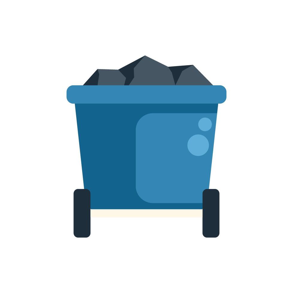 Mining cart carrying coal from mine shaft vector