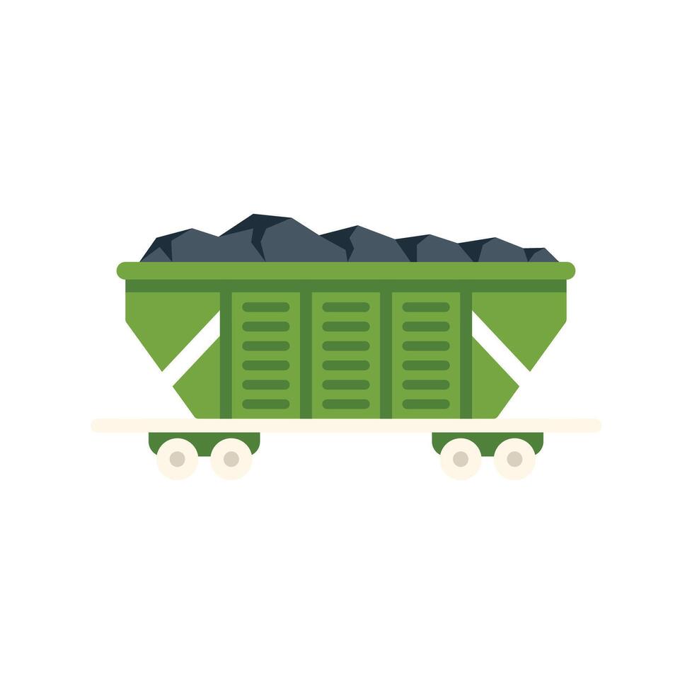 Green mining wagon carrying coal from mine vector