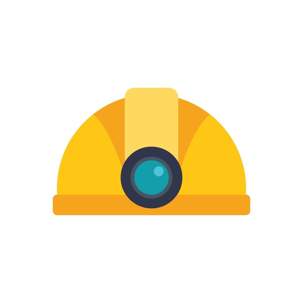 Yellow mining helmet with headlamp providing safety and visibility vector