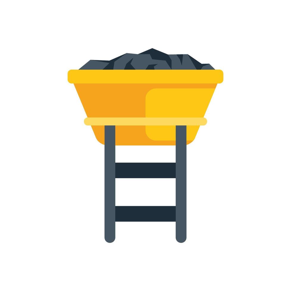 Mining cart full of coal standing on support structure vector