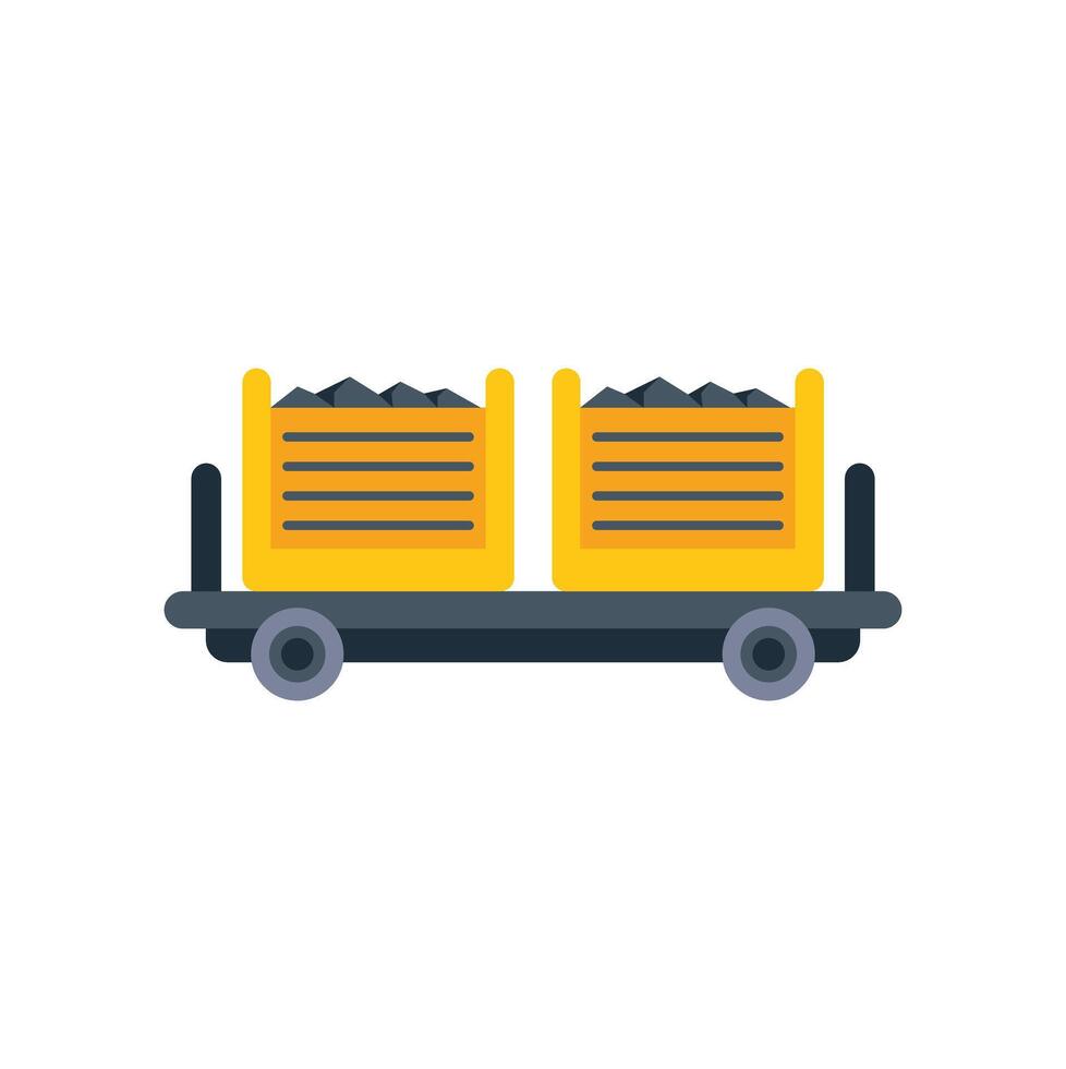 Mining cart carrying coal from mine vector