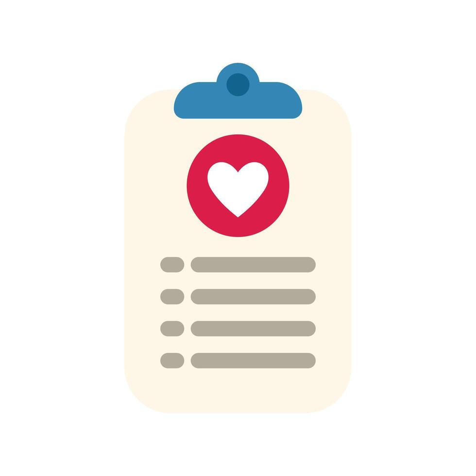 Clipboard showing healthcare information with heart shape icon vector