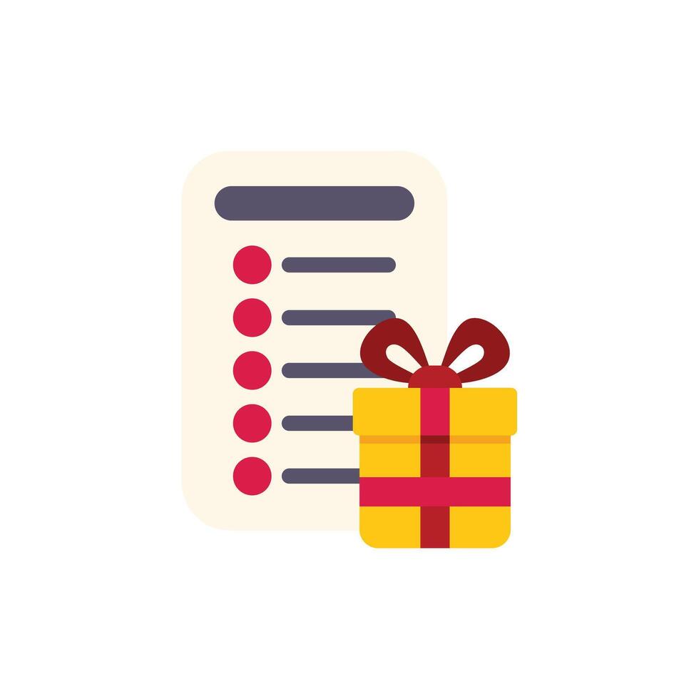 Gift checklist being updated with red wrapped present nearby vector